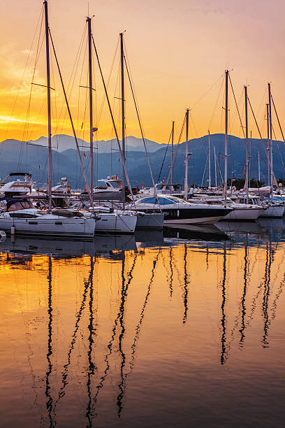 istock Sailing boats in marina at sunset. 180208354