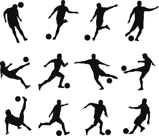 best movements of soccer player vector art illustration