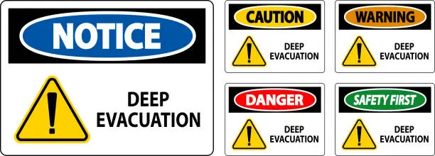 Vector illustration of Danger Sign Deep Evacuation