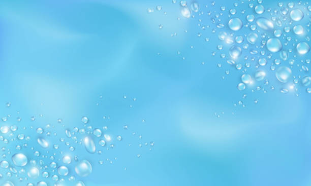 ilustraciones, imágenes clip art, dibujos animados e iconos de stock de plantilla de banner azul con marco realista de gotas de agua pura - waterfall falling water water backgrounds