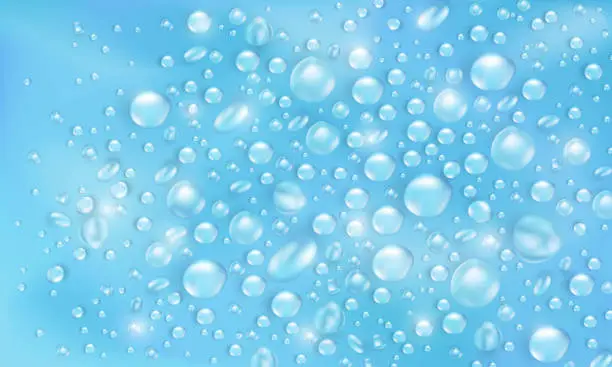 Vector illustration of Realistic pure water drops, splashes or dew background