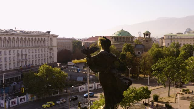 Drone view of statue of Sofia