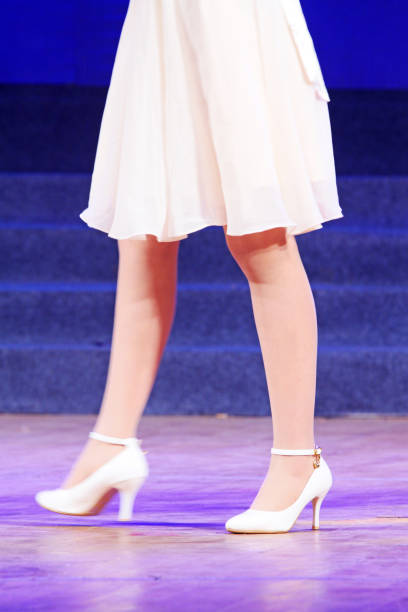 istock woman's leg with high heeled shoes on the stage 1802144428