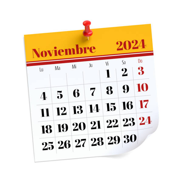 istock November Calendar 2024 in Spanish Language. Isolated on White Background. 3D Illustration 1802157266
