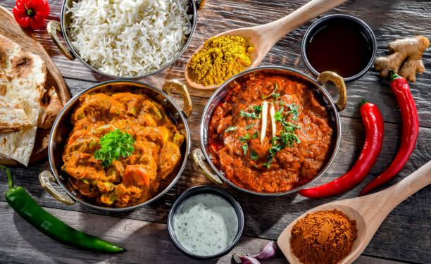 istock Hot madras paneer and vegetable masala with rice 1802158875