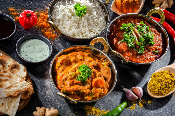 istock Hot madras paneer and vegetable masala with rice 1802159414