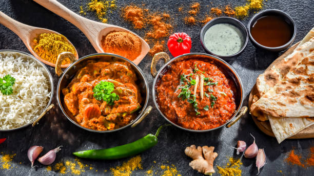 istock Hot madras paneer and vegetable masala with rice 1802159439