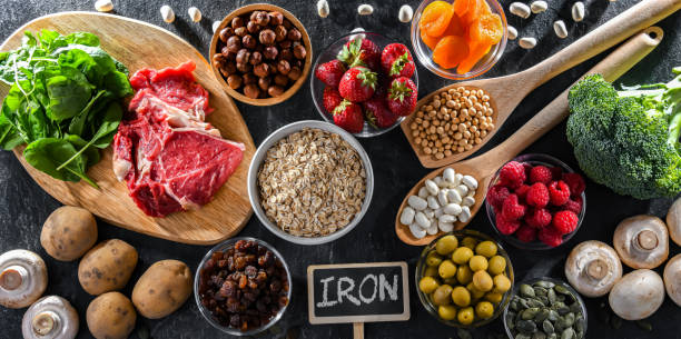 istock Composition with food products rich in iron 1802165547