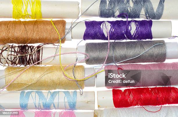 Spool Of Thread Isolated Stock Photo - Download Image Now - Art And Craft, Blue, Clothing