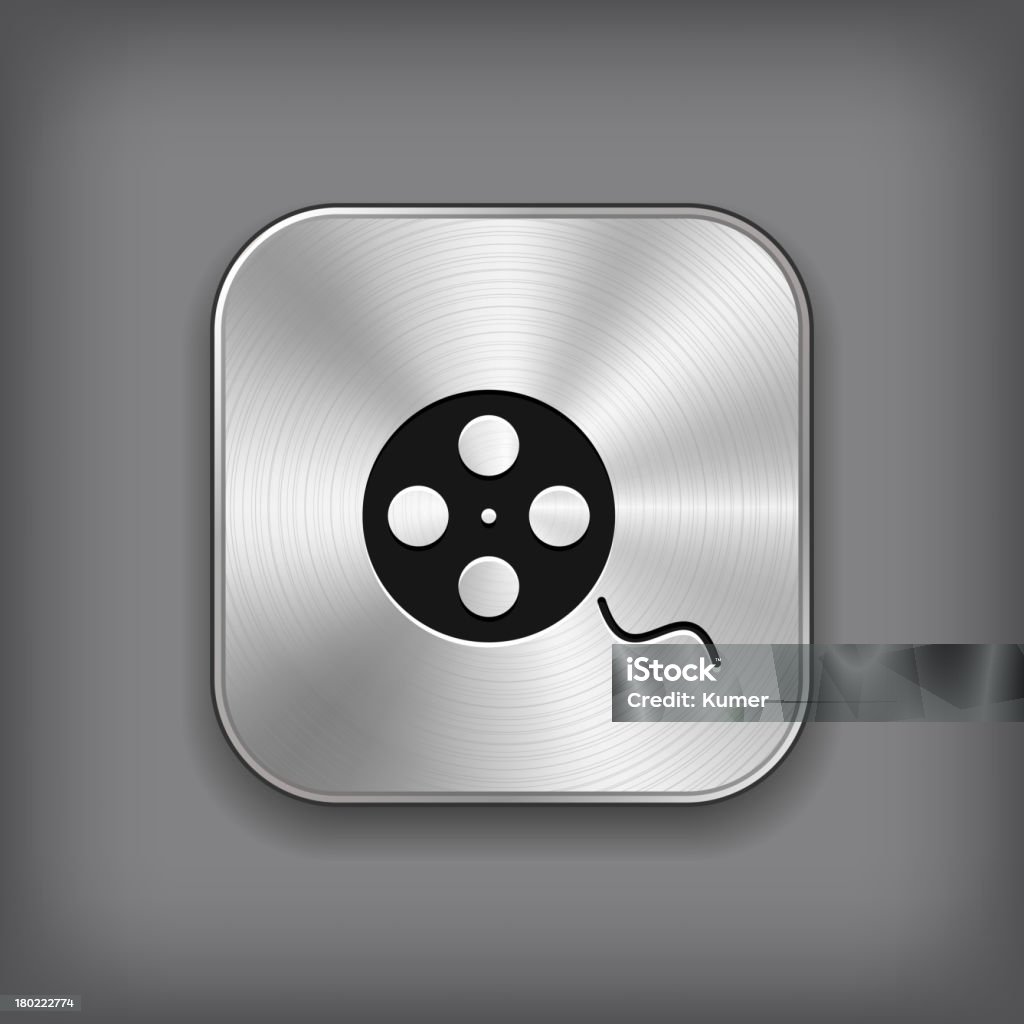 動画のロールアプリアイコン-ベクトル金属ボタン - つながりのロイヤリティフリーベクトルアート