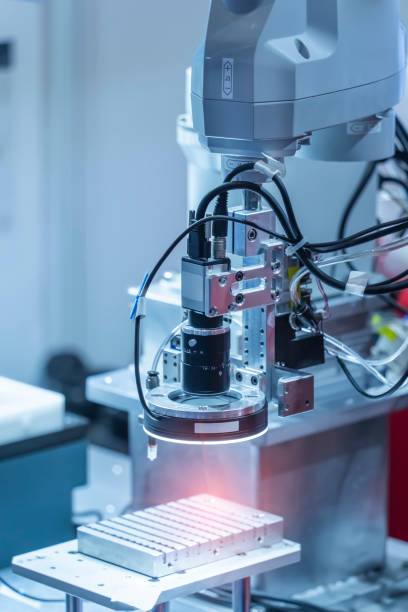 istock smart robot in manufacturing industry for industry 4.0 and technology concept. Robotic vision sensor camera system. 1802262993