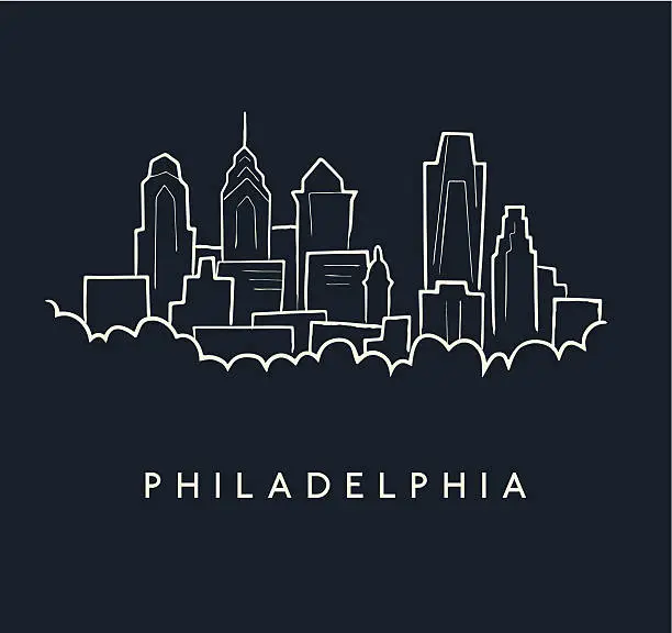 Vector illustration of Philadelphia Skyline Sketch