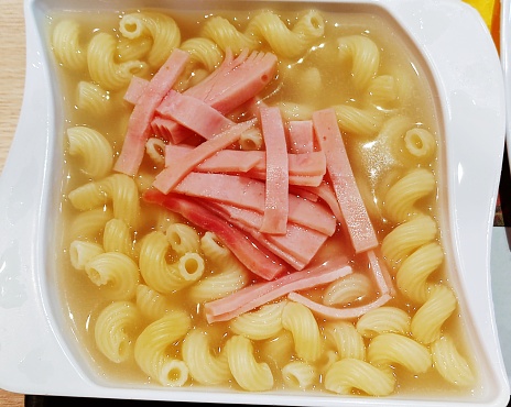 Macaroni Soup with Ham