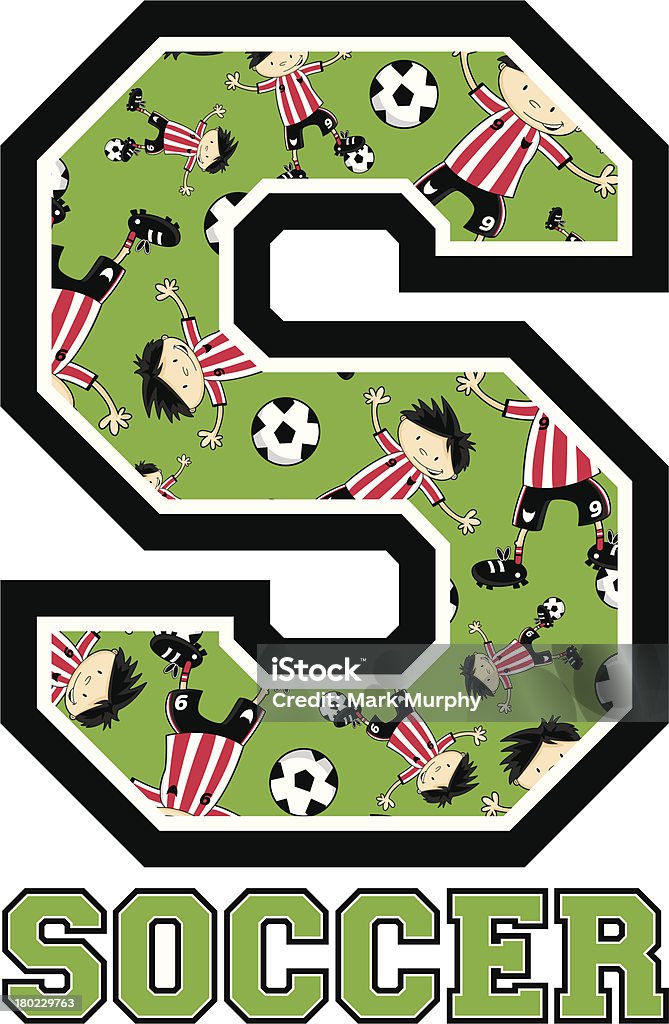 Футбол мальчик обучения Буква S с рисунком - Векторная графика Club Soccer роялти-фри