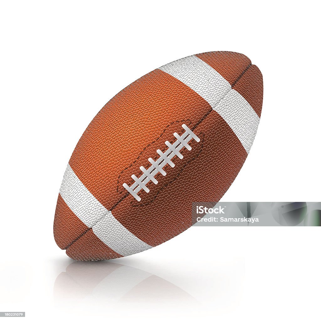 Lone rugby ball on white background Vector Rugby ball with leather texture.  Rugby Ball stock vector