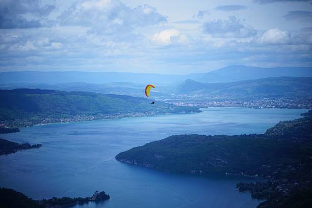 Paragliders view stock photo