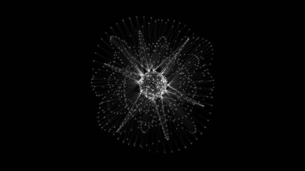 istock Flowing orbital polygonal sphere shape HUD, FUI element. Plexus style connecting lines and dots. 1802324481