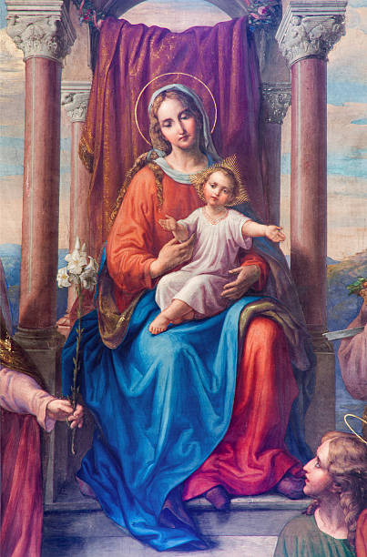 illustrazioni stock, clip art, cartoni animati e icone di tendenza di vienna-madonna da altlerchenfelder chiesa - vergine maria