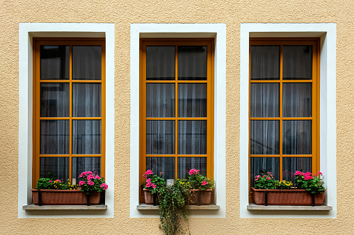 Facade of a house in Arles,Provence.The painter van Gogh lived in this city.