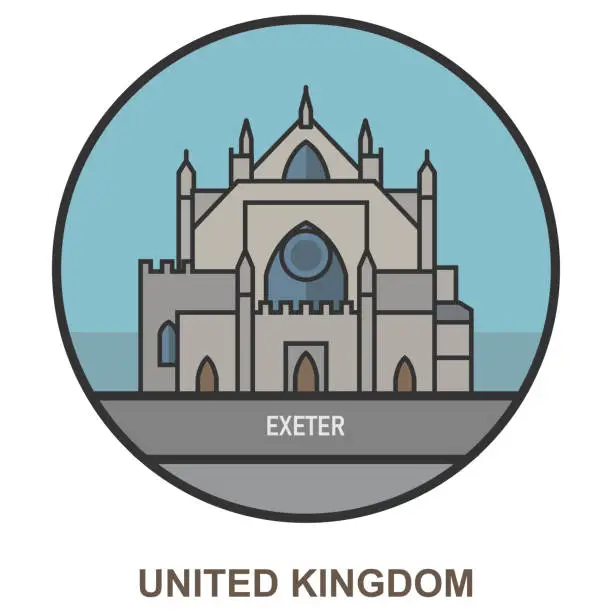 Vector illustration of Exeter. Cities and towns in United Kingdom