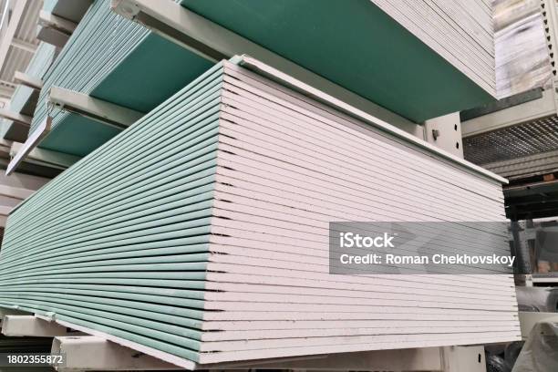 Gypsum Board Storage R Gypsum Plasterboard Stacked In Stacks At A Hardware Store Stock Photo ...