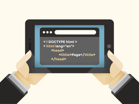 Internet Tablet With Html Programming Code Stock Illustration ...