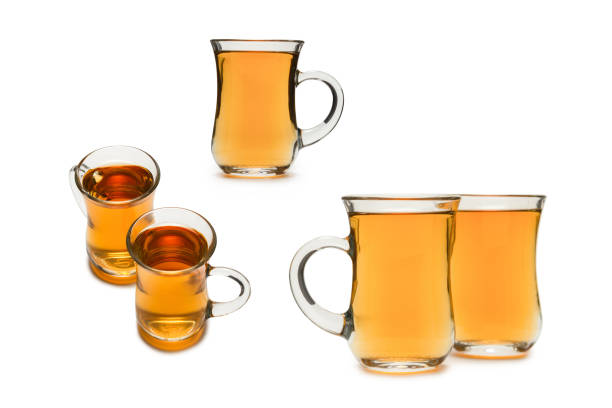 A turkish glass of tea isolated on a white background.
