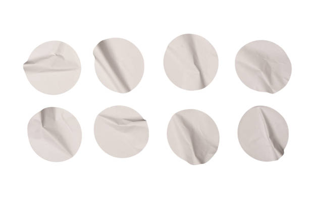 istock Round white stickers, blank tags labels isolated on a white background. 1802375455