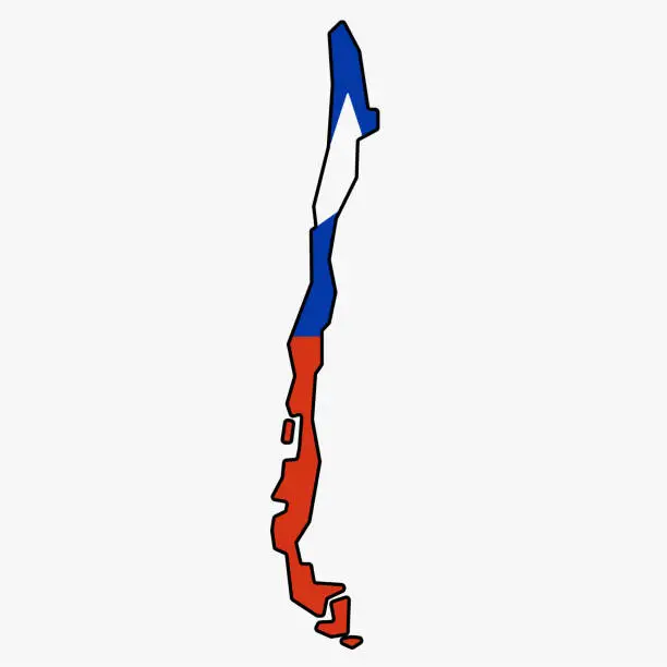 Vector illustration of Outline drawing of Chile flag map.