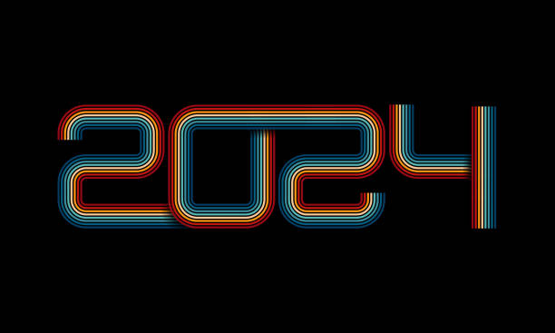 2024 line art design. Retro, 70s style numbers. Happy New Year design element for social media, cover, event. Retro Colors from the 1970s 1980s, 70s, 80s, 90s. retro vintage 70s style stripes 2024 line art design. Retro, 70s style numbers. Happy New Year design element for social media, cover, event. Retro Colors from the 1970s 1980s, 70s, 80s, 90s. retro vintage 70s style stripes 1983 stock illustrations