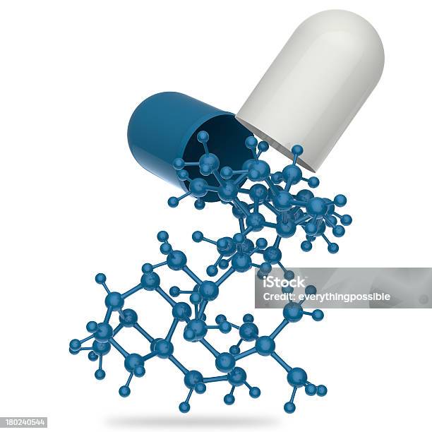 Capsula Mostra 3d Di Molecola - Fotografie stock e altre immagini di Antibiotico - Antibiotico, Antidolorifico, Assuefazione