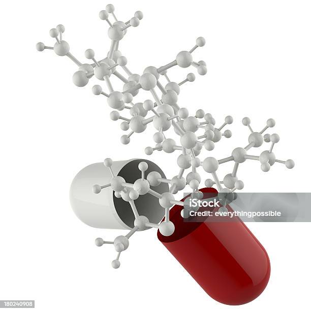 Cápsula Contiene 3d Molécula Foto de stock y más banco de imágenes de Adicción - Adicción, Analgésico, Antibiótico