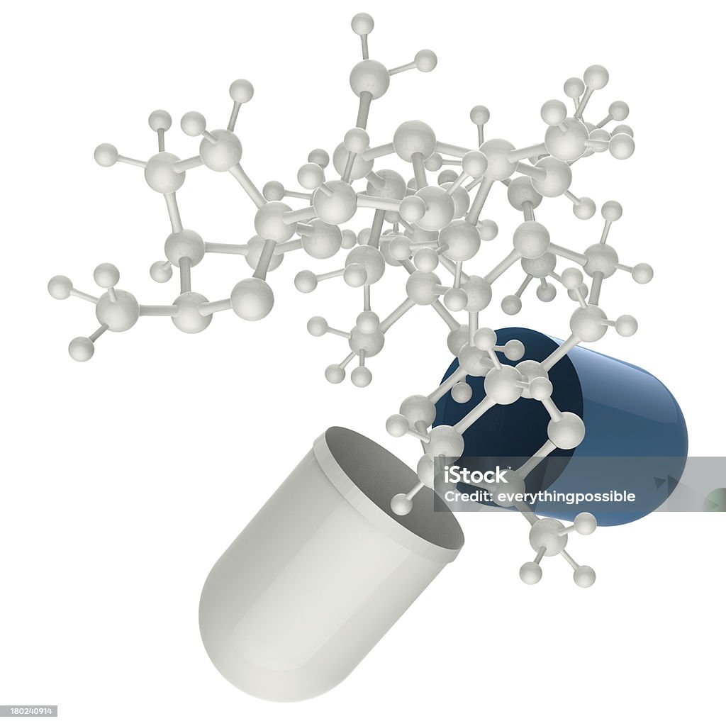Cápsula contiene 3d molécula - Foto de stock de Adicción libre de derechos