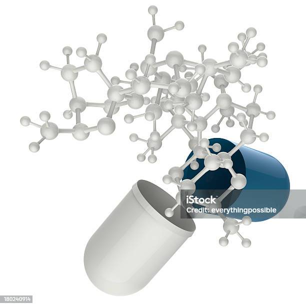 Photo libre de droit de Gélule Montre 3d Molécule banque d'images et plus d'images libres de droit de Antibiotique - Antibiotique, Atome, Biologie