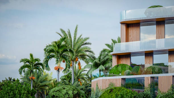istock Architect digitally generated image detailed zoom in of a new green office building with roof gardens 1802418607