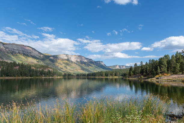 istock A peaceful lake with mountains and a blue sky, all reflected in the water's surface 1802428860