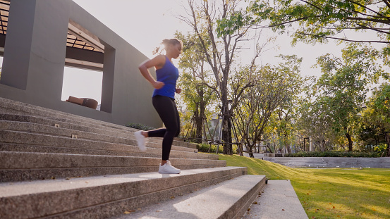 A Woman workout on the stairs