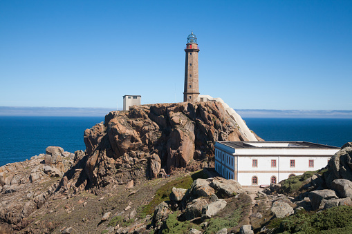 Vello lighthouse view, Galicia, Costa da Morte, Spain. Spanish landmark