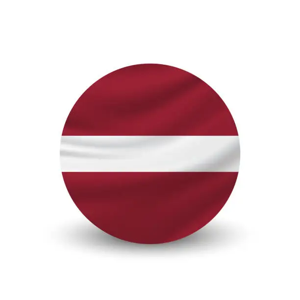 Vector illustration of Latvia circle flag. Vector