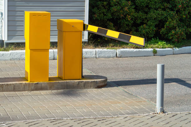 istock Closed barrier at paid parking 1802455564