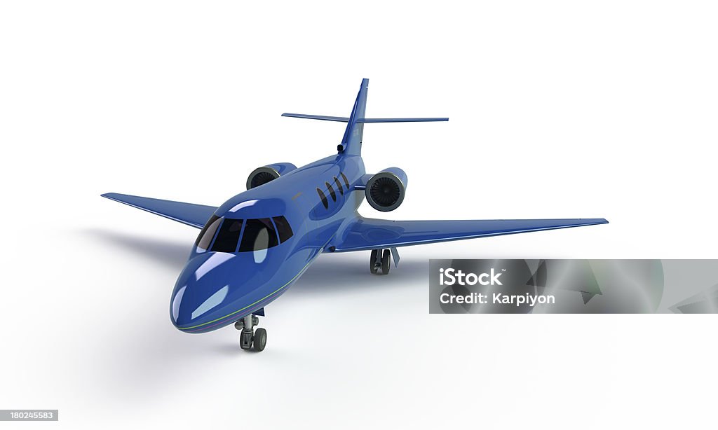 model of a blue airplane isolated on white Above Stock Photo