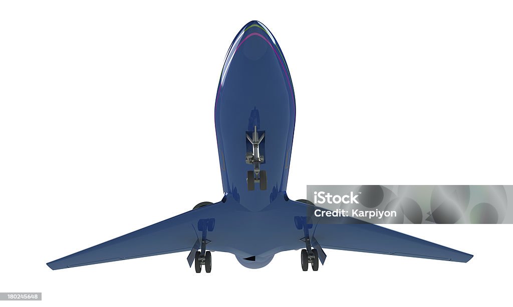 Modello di aeroplano blu isolato su bianco - Foto stock royalty-free di Aereo di linea