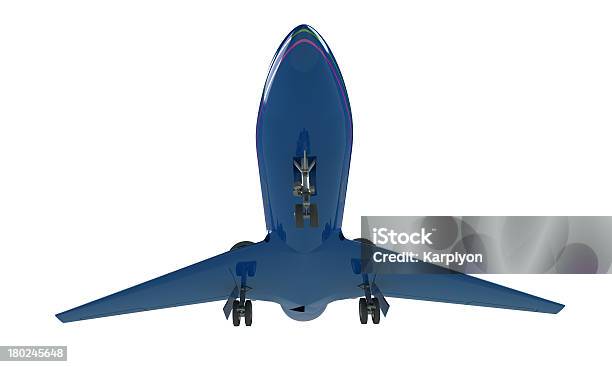 Modello Di Aeroplano Blu Isolato Su Bianco - Fotografie stock e altre immagini di Aereo di linea - Aereo di linea, Aereo privato, Aeroplano