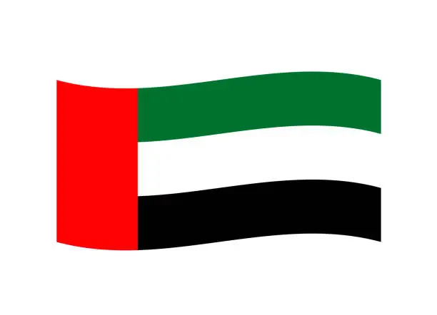 Vector illustration of UAE United Arab Emirates waving flag. Vector