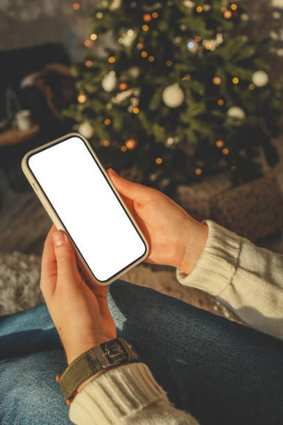 istock Phone with isolated screen in Christmas mood 1802466130