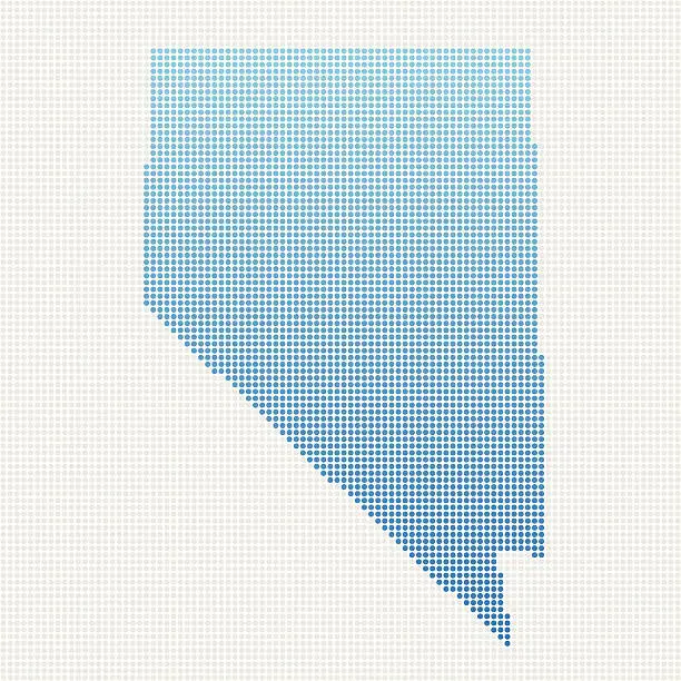 Vector illustration of Nevada Map Blue Dot Pattern