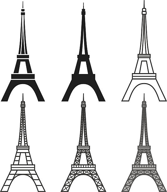 ilustraciones, imágenes clip art, dibujos animados e iconos de stock de de la torre eiffel - torre eiffel