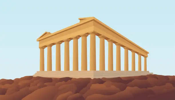 Vector illustration of The Parthenon on the Acropolis of Athens