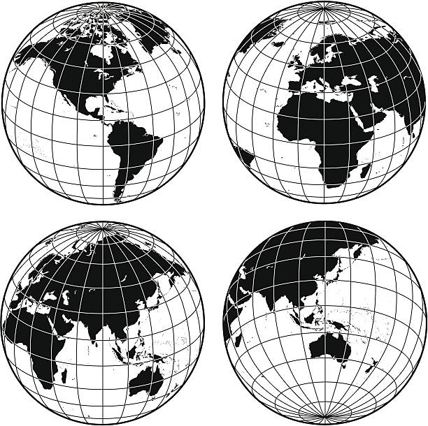 wireframe globes vector art illustration