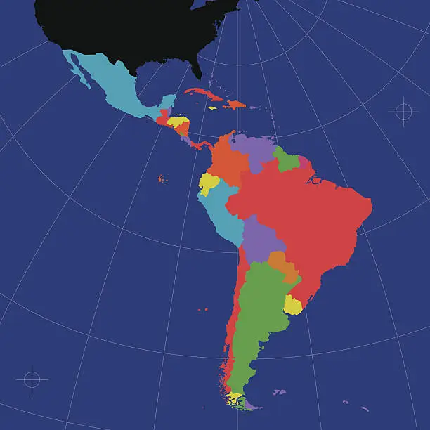Vector illustration of Latin and South America